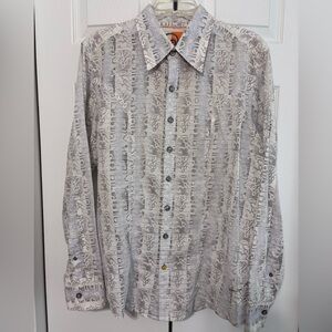 Robert Graham men’s Large button down gray white shirt artistic minimalist